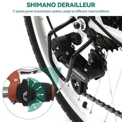 Moasis24/26 Bicicletta Cruiser a 7 velocità, regolabile, con passaggio interno, per pendolari