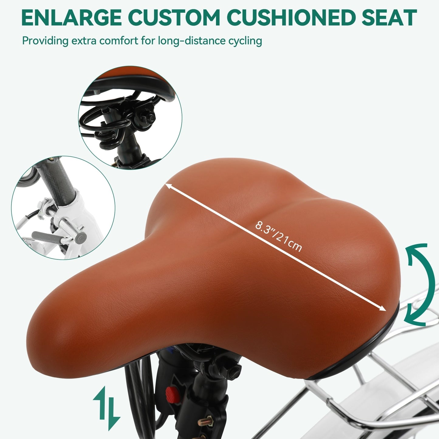 Moasis24/26 Bicicletta Cruiser a 7 velocità, regolabile, con passaggio interno, per pendolari