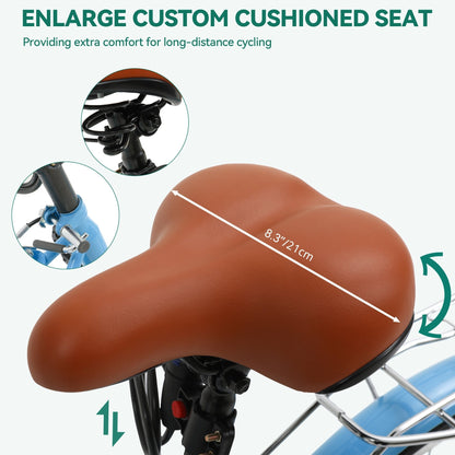 Moasis24/26 Bicicletta Cruiser a 7 velocità, regolabile, con passaggio interno, per pendolari