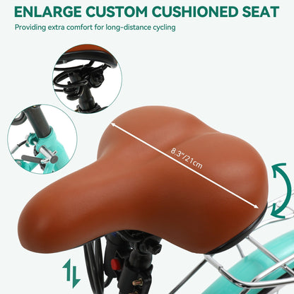 Moasis24/26 Bicicletta Cruiser a 7 velocità, regolabile, con passaggio interno, per pendolari