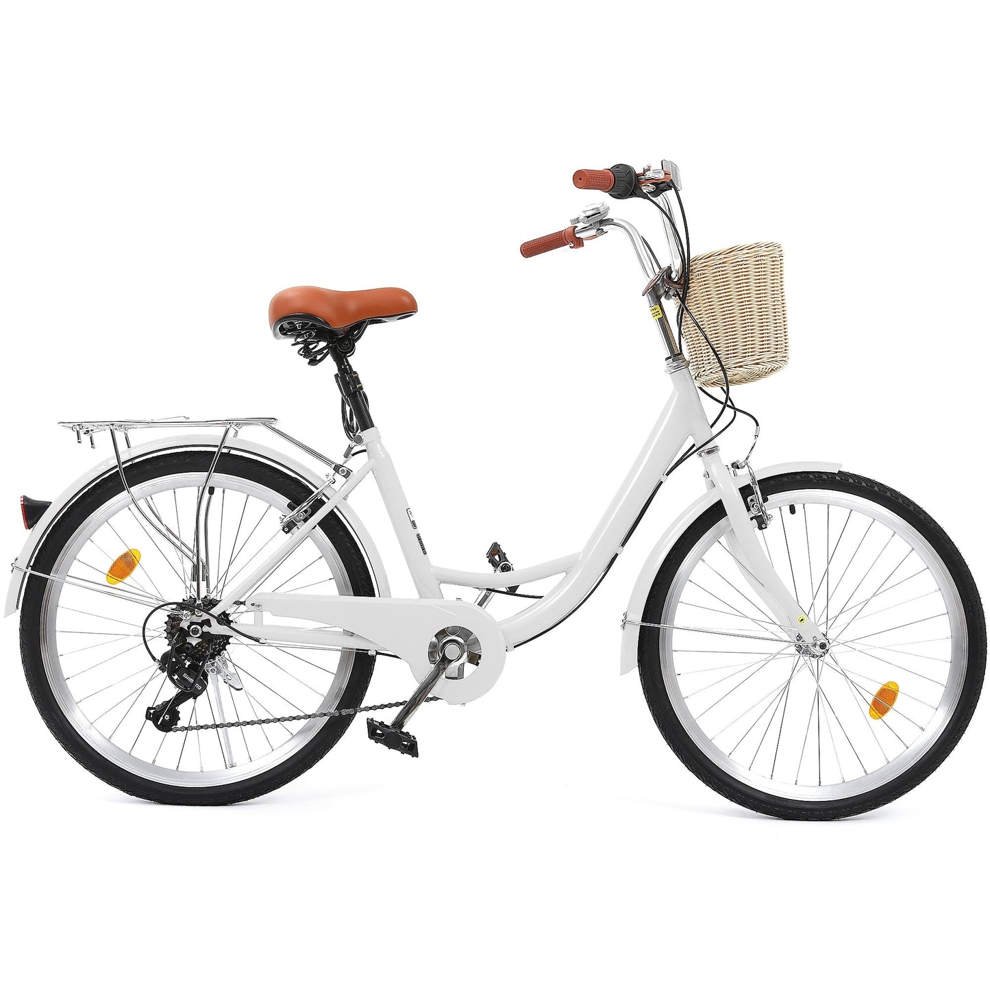 Moasis24/26 Bicicletta Cruiser a 7 velocità, regolabile, con passaggio interno, per pendolari