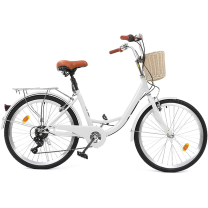 Moasis24/26 Bicicletta Cruiser a 7 velocità, regolabile, con passaggio interno, per pendolari