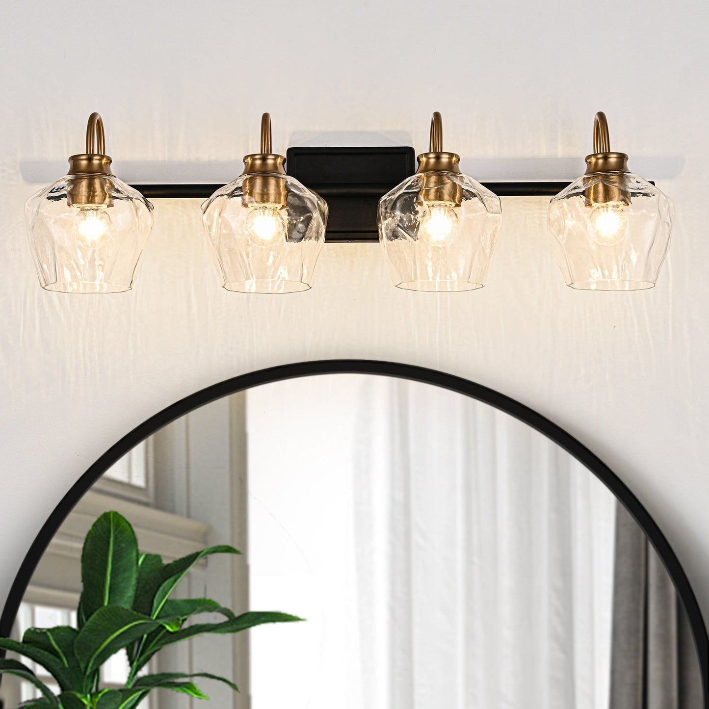 Applique da parete moderne da bagno a 3/4 luci dimmerabili con paralume in vetro