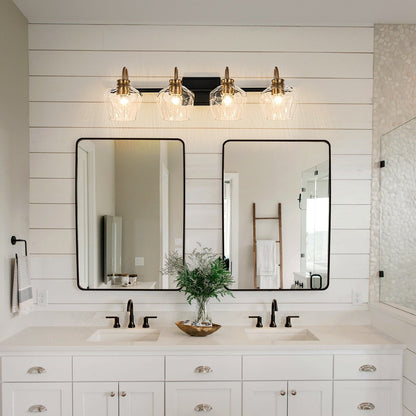 Applique da parete moderne da bagno a 3/4 luci dimmerabili con paralume in vetro