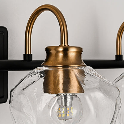 Applique da parete moderne da bagno a 3/4 luci dimmerabili con paralume in vetro