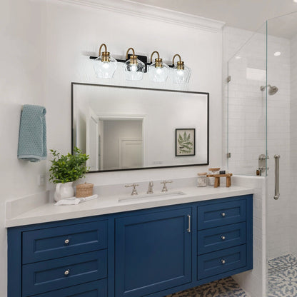 Applique da parete moderne da bagno a 3/4 luci dimmerabili con paralume in vetro