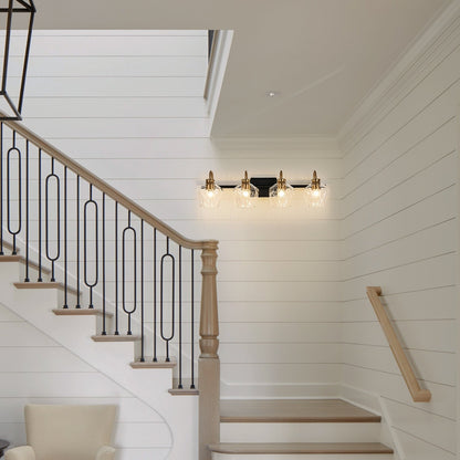 Applique da parete moderne da bagno a 3/4 luci dimmerabili con paralume in vetro