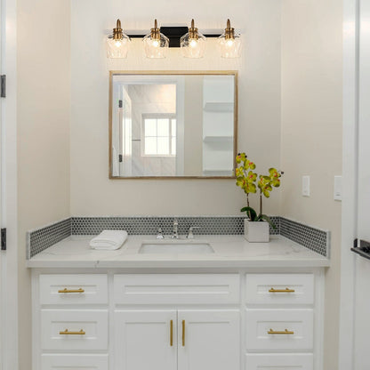 Applique da parete moderne da bagno a 3/4 luci dimmerabili con paralume in vetro