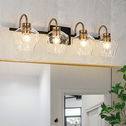 Applique da parete moderne da bagno a 3/4 luci dimmerabili con paralume in vetro