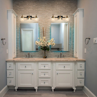 Applique da parete moderne da bagno a 3/4 luci dimmerabili con paralume in vetro