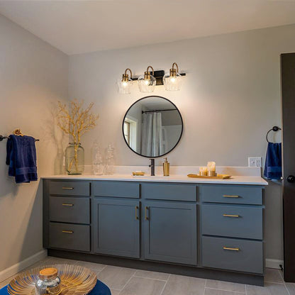 Applique da parete moderne da bagno a 3/4 luci dimmerabili con paralume in vetro