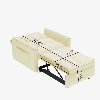 Divano letto singolo convertibile moderno 70.86 3 in 1 con schienale regolabile e ruote mobili per soggiorno