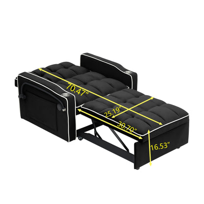 Divano letto singolo convertibile moderno 70.86 3 in 1 con schienale regolabile e porta di ricarica USB per soggiorno