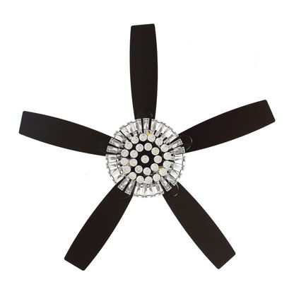 Ventilatore da soffitto moderno in cristallo cromato da 52 pollici con telecomando