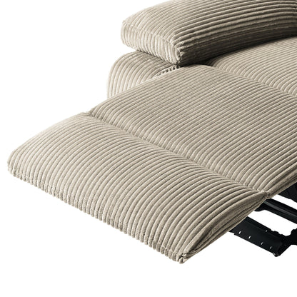 Poltrona reclinabile manuale moderna in velluto a coste, reclinabile regolabile con braccioli larghi