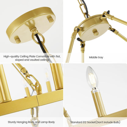 Lampadario moderno in stile fattoria, lampadario a ruota di carro rotondo a 2 livelli, grande lampadario alto da soffitto.