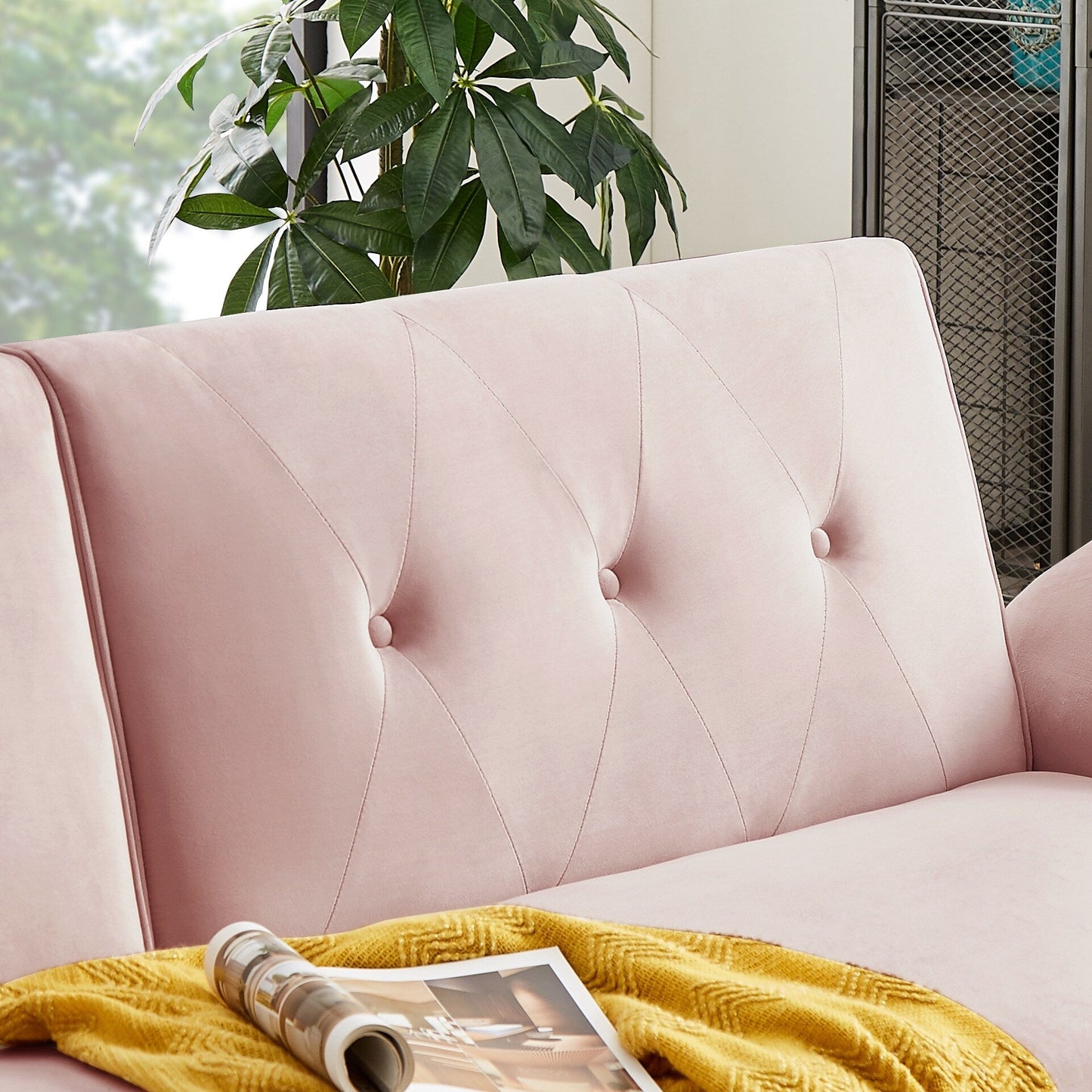 Divano letto futon moderno, divano letto trasformabile con gambe in legno affusolate, 78,35 L, piccolo divano con schienale diviso per soggiorno