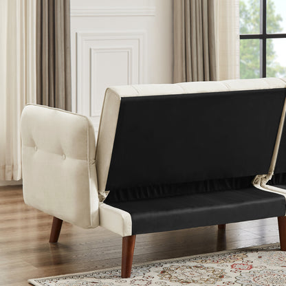 Divano letto futon moderno, divano letto trasformabile con gambe in legno affusolate, 78,35 L, piccolo divano con schienale diviso per soggiorno