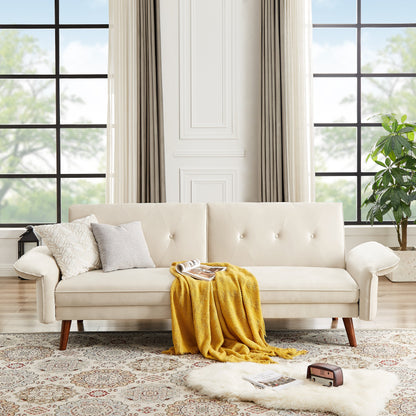 Divano letto futon moderno, divano letto trasformabile con gambe in legno affusolate, 78,35 L, piccolo divano con schienale diviso per soggiorno