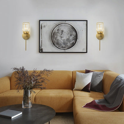 Applique da parete moderna dimmerabile in oro Glam Cylinder, lampada da toeletta in cristallo per bagno