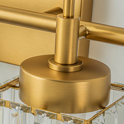 Applique da parete moderna dimmerabile in oro Glam Cylinder, lampada da toeletta in cristallo per bagno