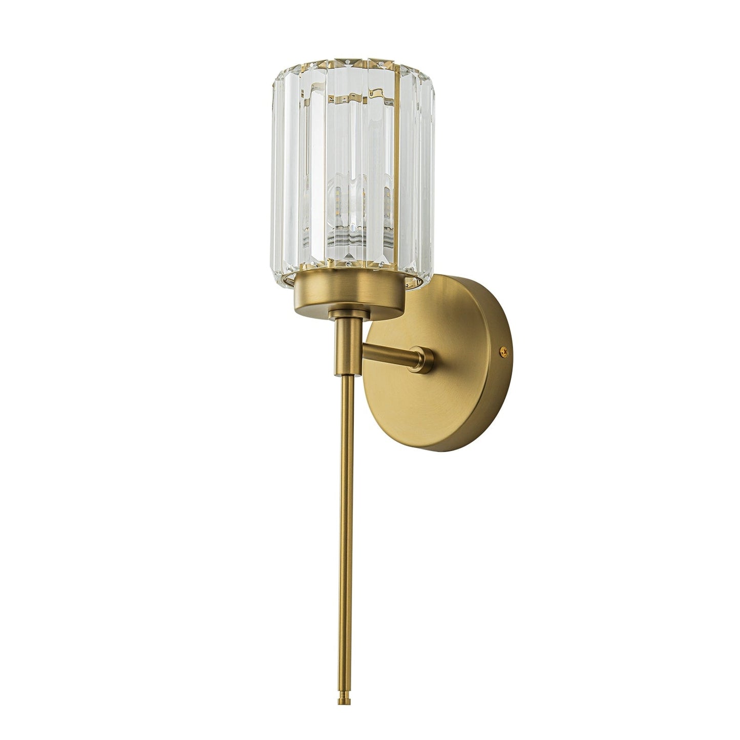 Applique da parete moderna dimmerabile in oro Glam Cylinder, lampada da toeletta in cristallo per bagno