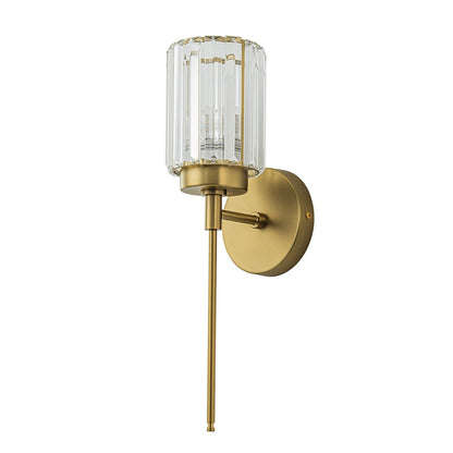Applique da parete moderna dimmerabile in oro Glam Cylinder, lampada da toeletta in cristallo per bagno