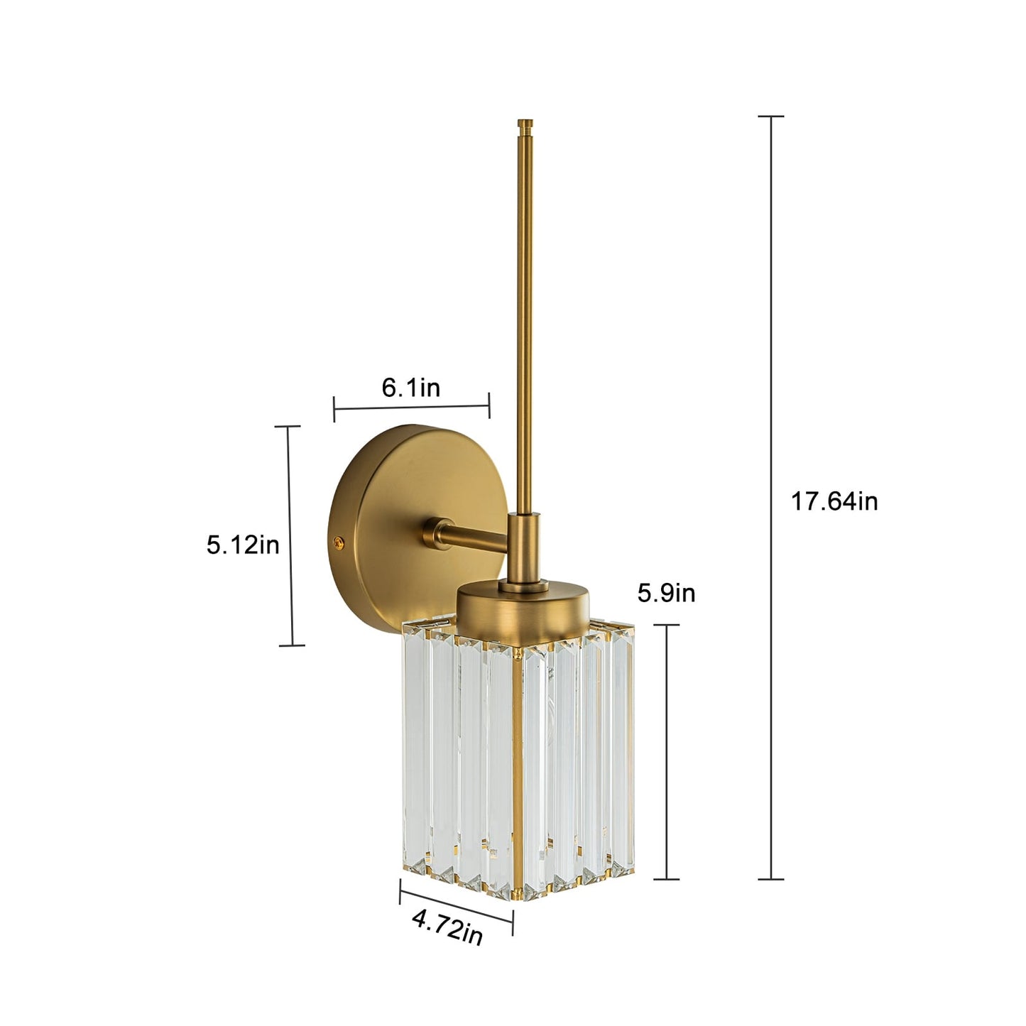 Applique da parete moderna dimmerabile in oro Glam Cylinder, lampada da toeletta in cristallo per bagno