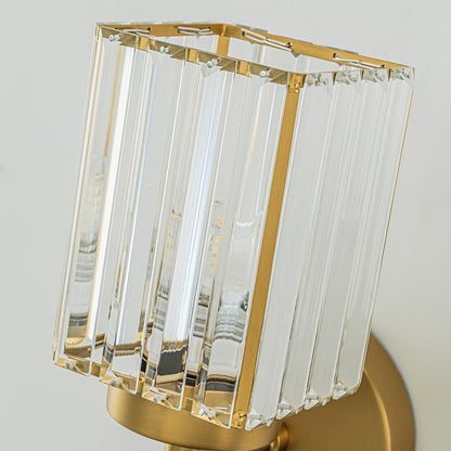 Applique da parete moderna dimmerabile in oro Glam Cylinder, lampada da toeletta in cristallo per bagno