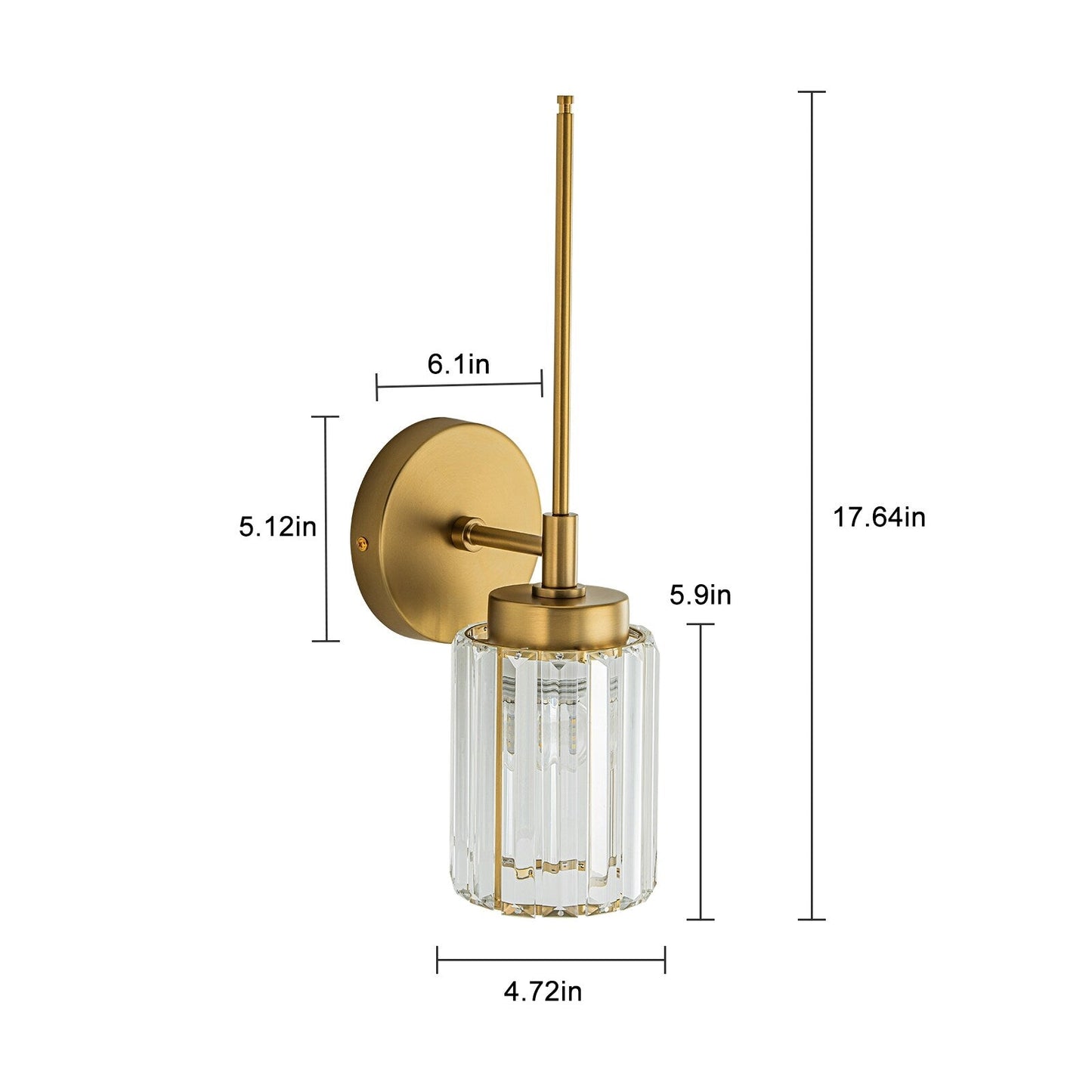 Applique da parete moderna dimmerabile in oro Glam Cylinder, lampada da toeletta in cristallo per bagno