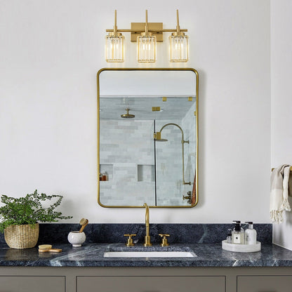 Applique da parete moderna dimmerabile in oro Glam Cylinder, lampada da toeletta in cristallo per bagno