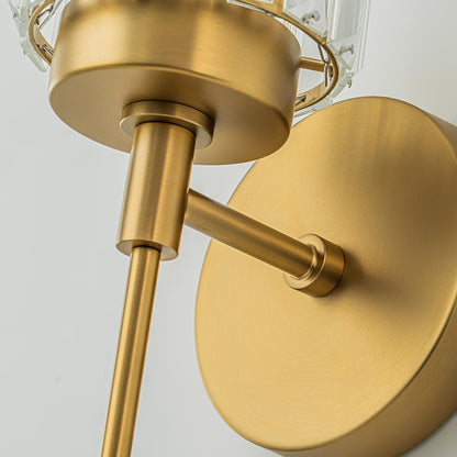 Applique da parete moderna dimmerabile in oro Glam Cylinder, lampada da toeletta in cristallo per bagno