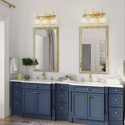 Applique da parete moderna dimmerabile in oro Glam Cylinder, lampada da toeletta in cristallo per bagno