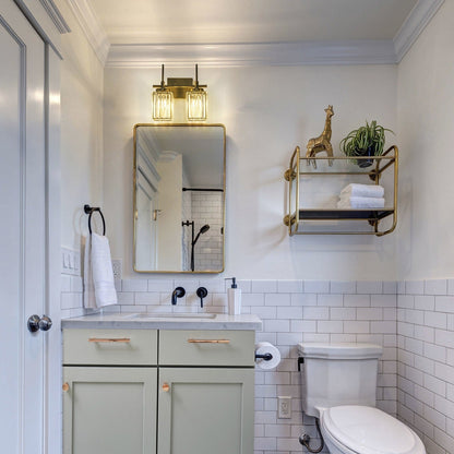 Applique da parete moderna dimmerabile in oro Glam Cylinder, lampada da toeletta in cristallo per bagno