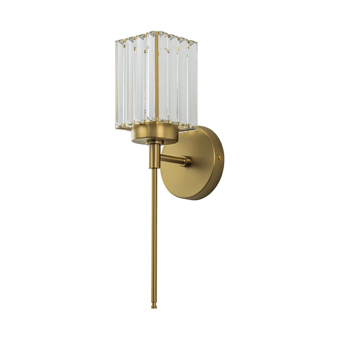 Applique da parete moderna dimmerabile in oro Glam Cylinder, lampada da toeletta in cristallo per bagno