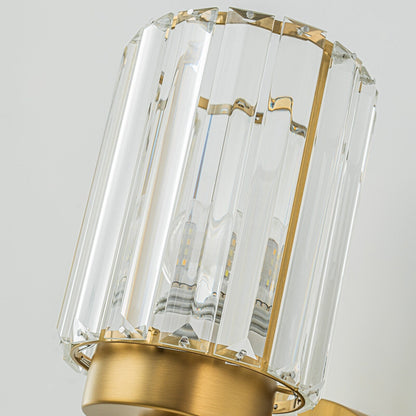 Applique da parete moderna dimmerabile in oro Glam Cylinder, lampada da toeletta in cristallo per bagno