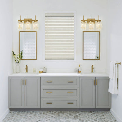 Applique da parete moderna dimmerabile in oro Glam Cylinder, lampada da toeletta in cristallo per bagno