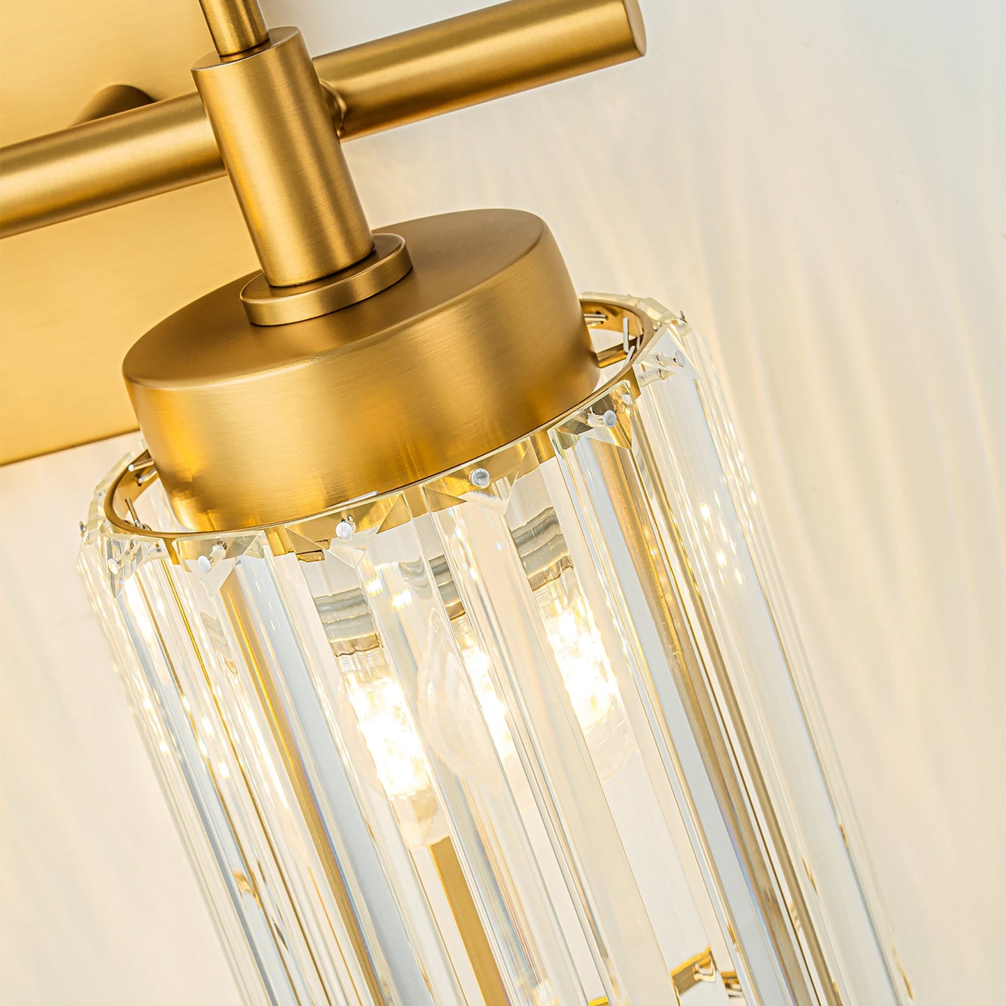 Applique da parete moderna dimmerabile in oro Glam Cylinder, lampada da toeletta in cristallo per bagno