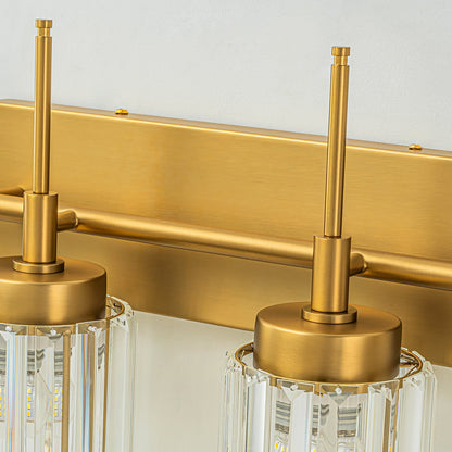 Applique da parete moderna dimmerabile in oro Glam Cylinder, lampada da toeletta in cristallo per bagno