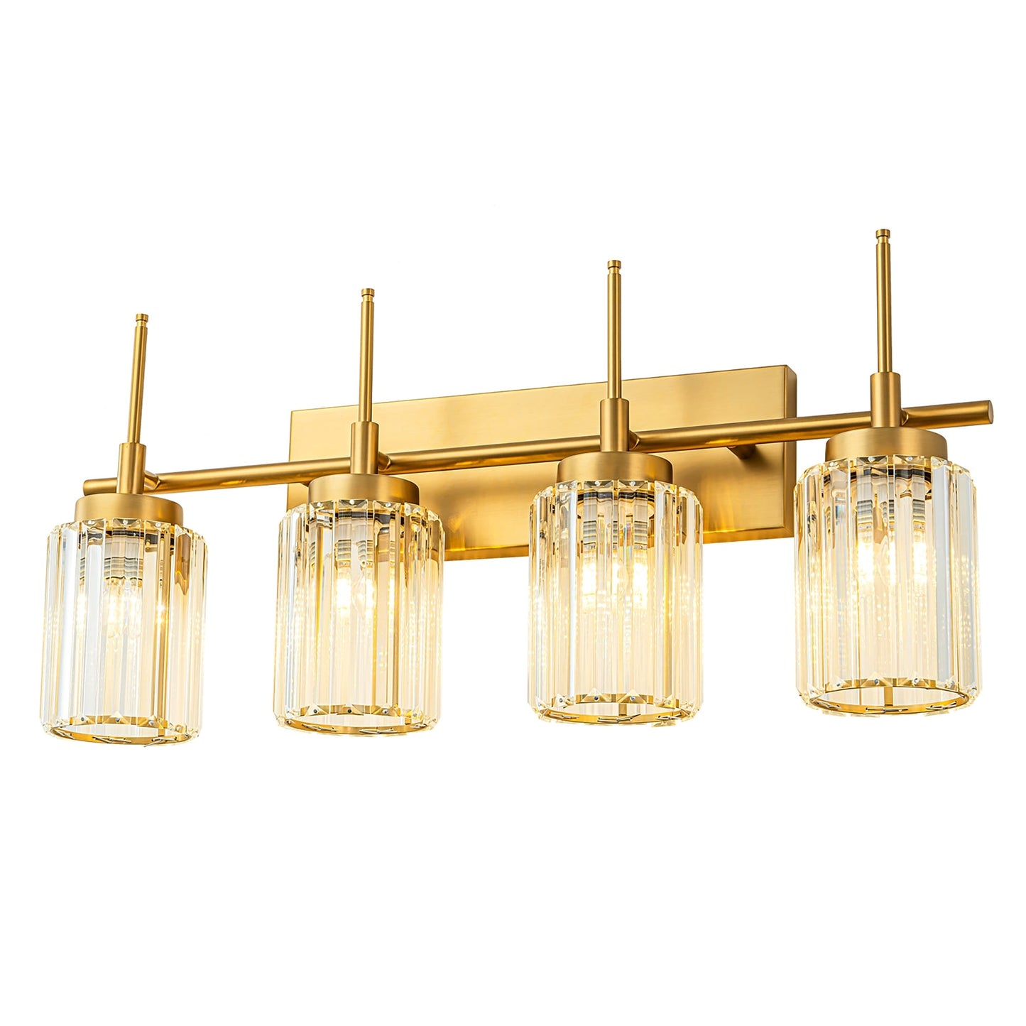 Applique da parete moderna dimmerabile in oro Glam Cylinder, lampada da toeletta in cristallo per bagno