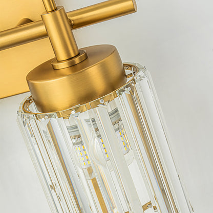 Applique da parete moderna dimmerabile in oro Glam Cylinder, lampada da toeletta in cristallo per bagno