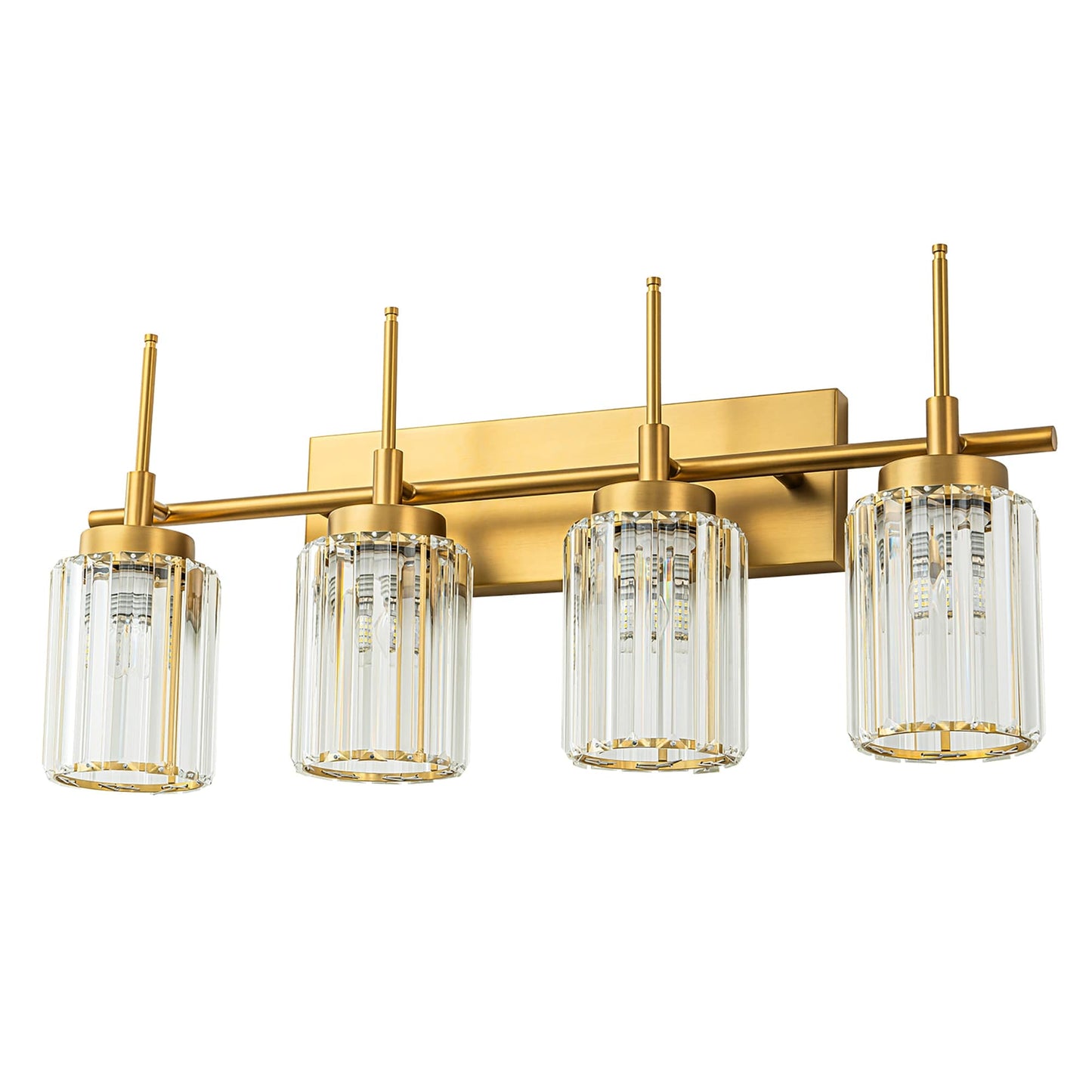 Applique da parete moderna dimmerabile in oro Glam Cylinder, lampada da toeletta in cristallo per bagno