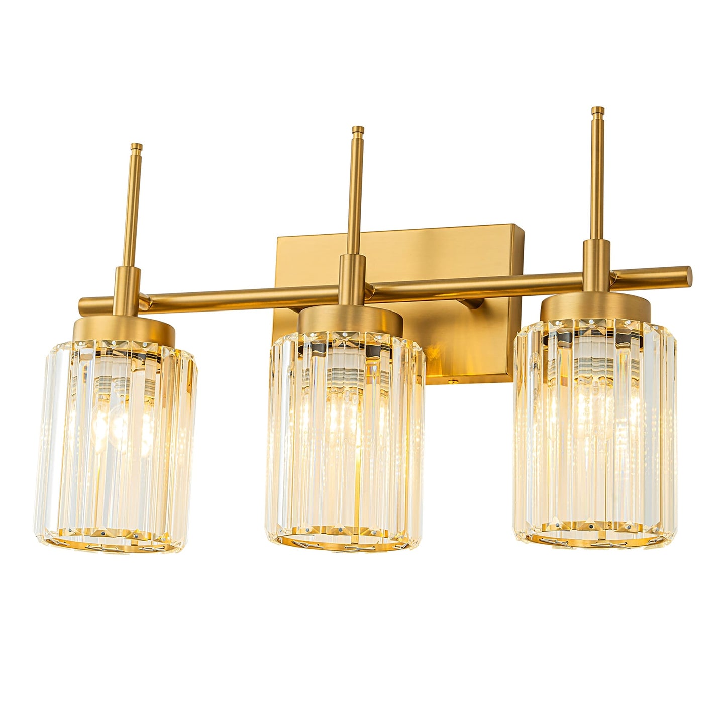 Applique da parete moderna dimmerabile in oro Glam Cylinder, lampada da toeletta in cristallo per bagno