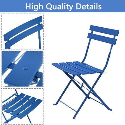 Set da bistrot pieghevole in metallo da 3 pezzi, set da conversazione per esterni/interni resistente alle intemperie per patio, cortile, giardino