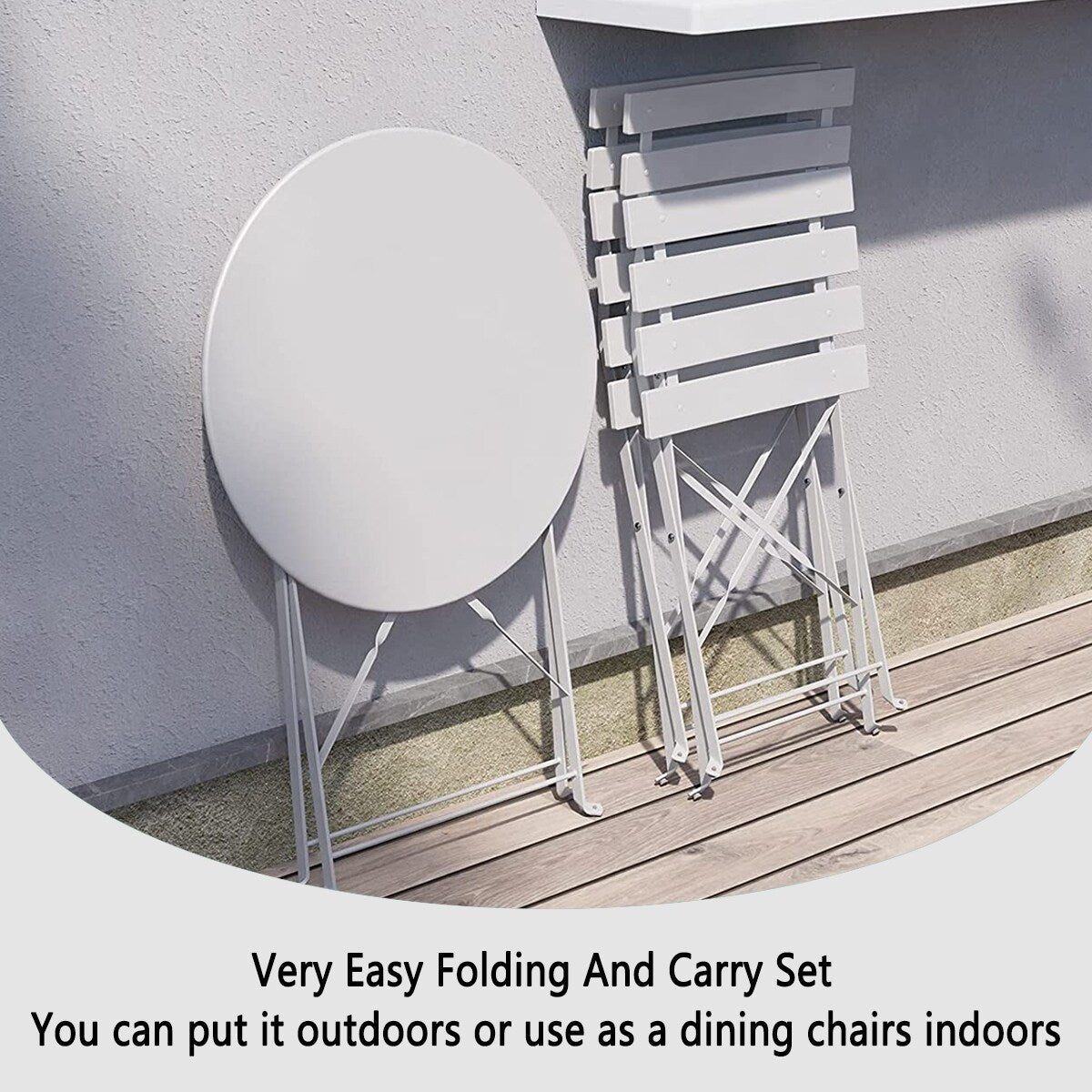 Set da bistrot pieghevole in metallo da 3 pezzi, set da conversazione per esterni/interni resistente alle intemperie per patio, cortile, giardino