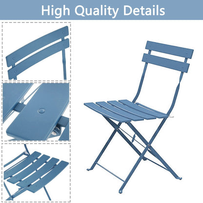 Set da bistrot pieghevole in metallo da 3 pezzi, set da conversazione per esterni/interni resistente alle intemperie per patio, cortile, giardino