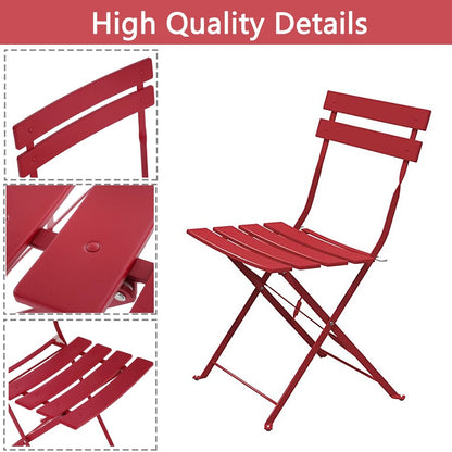 Set da bistrot pieghevole in metallo da 3 pezzi, set da conversazione per esterni/interni resistente alle intemperie per patio, cortile, giardino