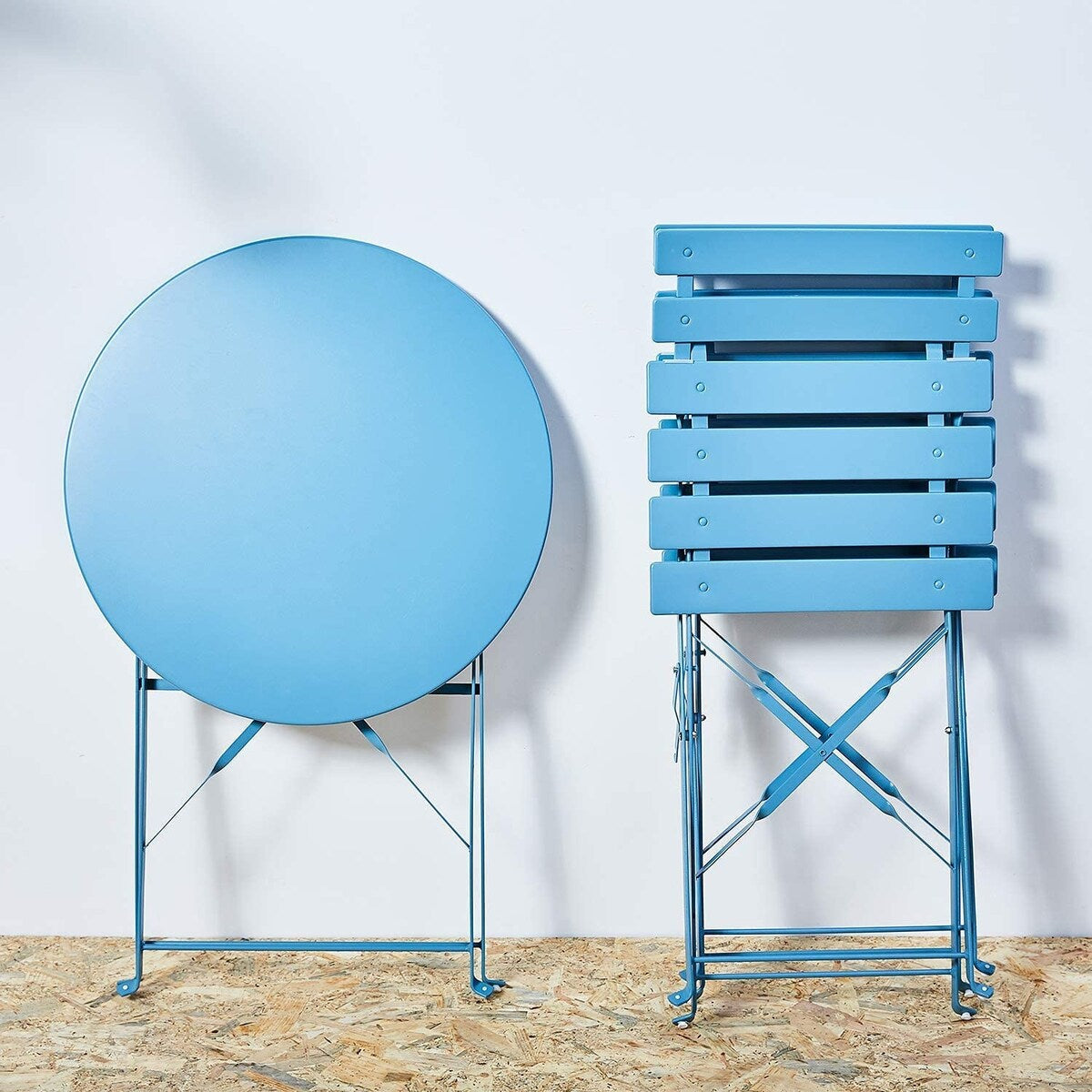 Set da bistrot pieghevole in metallo da 3 pezzi, set da conversazione per esterni/interni resistente alle intemperie per patio, cortile, giardino