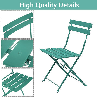 Set da bistrot pieghevole in metallo da 3 pezzi, set da conversazione per esterni/interni resistente alle intemperie per patio, cortile, giardino