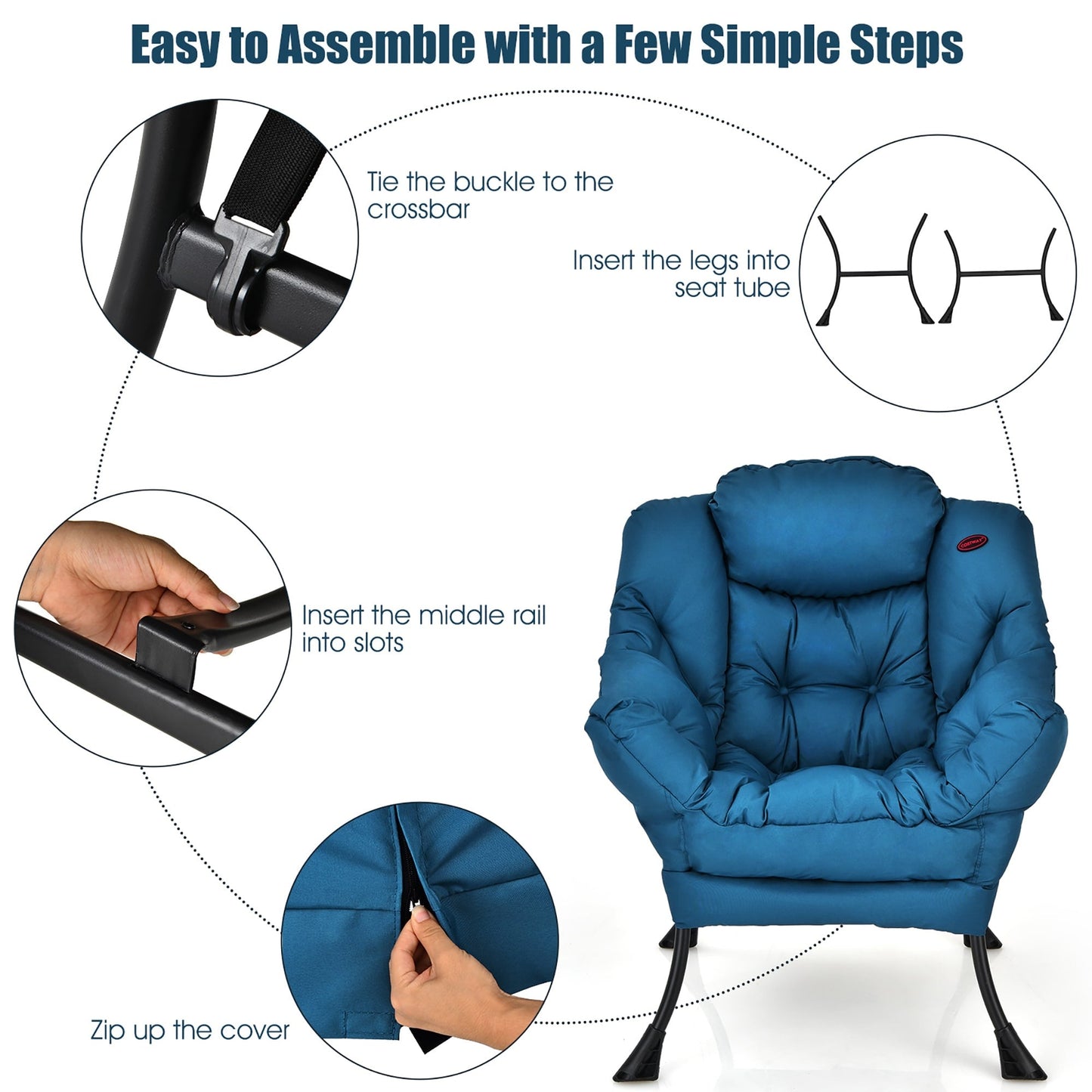 Poltrona moderna Lazy Chair Accent Lounge Chair Divano singolo